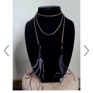 Revolve Ostrich Feather Wrap Necklace
